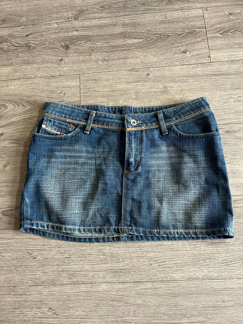 Diesel Mini Skirt Y2K Low Rise Jean Skirt L Size Vintage Style (48)